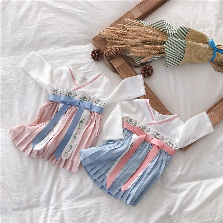 

Детское платье с длинными рукавами для маленьких девочек; Платья с цветочным принтом в китайском стиле; милая одежда для детей; Bebe