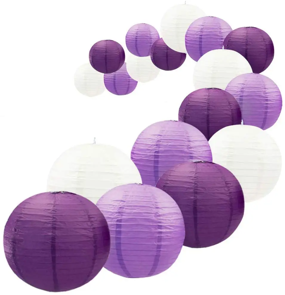 Набор фонарей из 18 штук Королевского фиолетового бумажного фонаря многоразовые