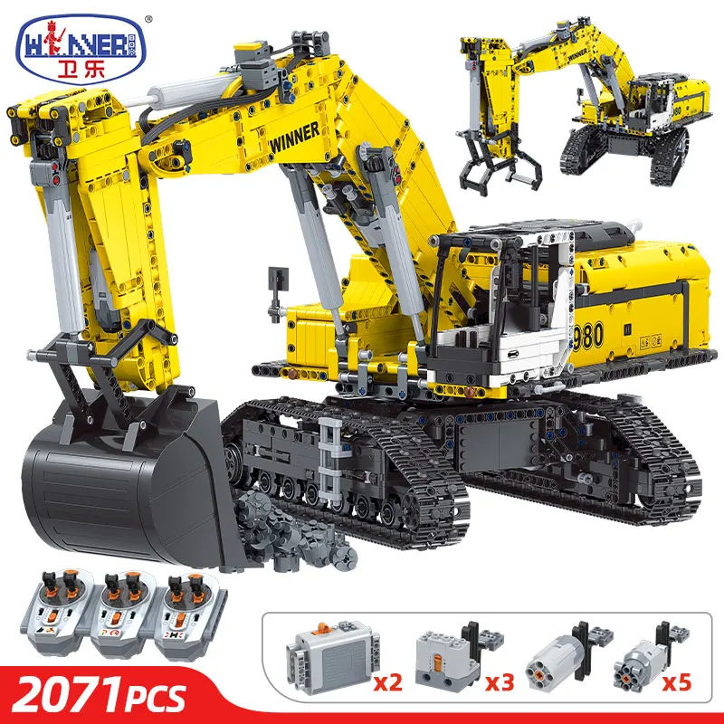 

2071pcs Technical City Remote Control Crawler Excavator Car Truck Model Building Block RC Engineering Vehicle Brick Toy For kids