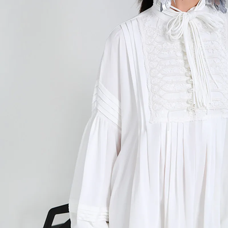 

YourSeason Fashion Ladies Embroidery Long Blouses 2021 Spring Autumn Loose Lantern Sleeve Women Streetwear Shirts