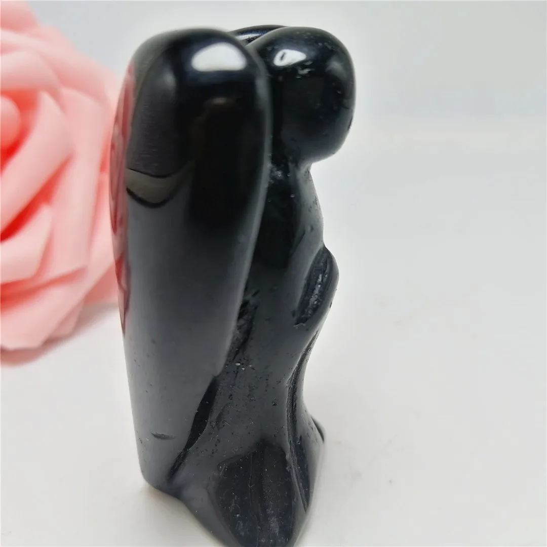 

natural quartz crystal obsidian carving angel reiki healing home feng shui decoration 75mm