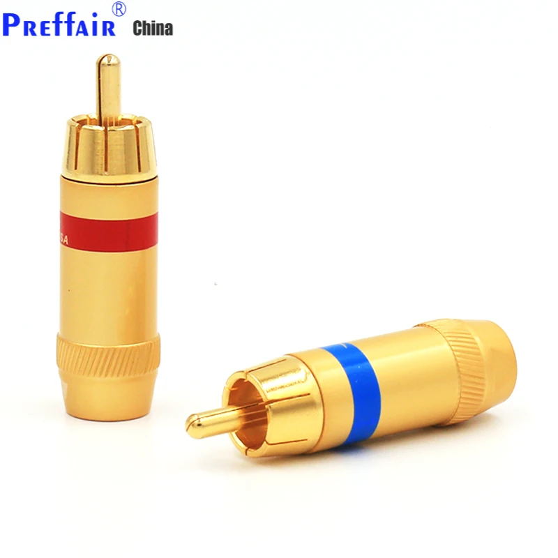 RCA Plug Male  Wire Solder Audio Video Gold Plated Connector 8MM diameter rca adapter for hifi cable diy
