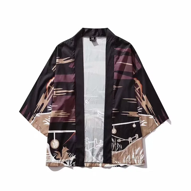 Самурайский кран японское кимоно Haori мужской женский кардиган китайский дракон Традиционная японская одежда азиатская одежда