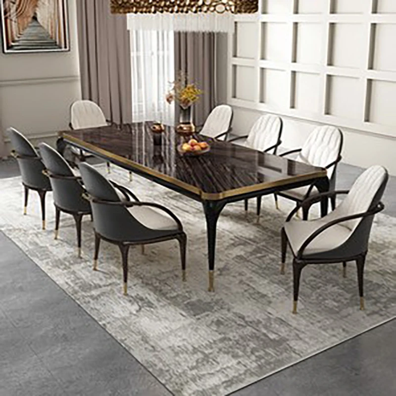 

Современный светильник шный обеденный стол и стул, роскошный прямоугольный стол для дома из массива дерева