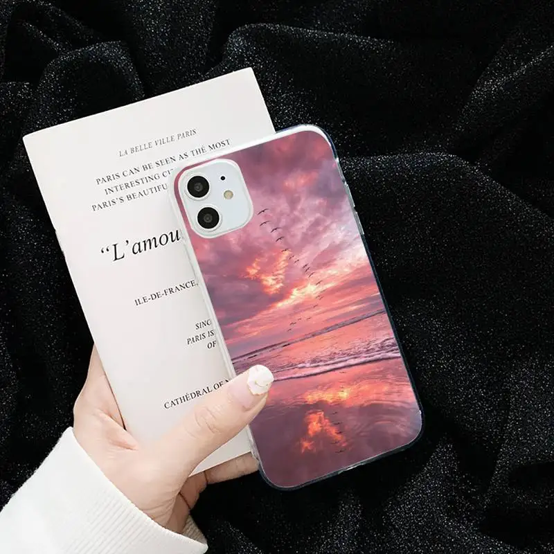 

Sea wave sunset coque pattern Phone Case Transparent soft For iphone 5 5s 5c se 6 6s 7 8 11 12 plus mini x xs xr pro max
