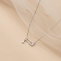 xfc3 genuine 925 sterling silver dainty zircon safety pin choker necklaces for women hypoallergenic jewelry