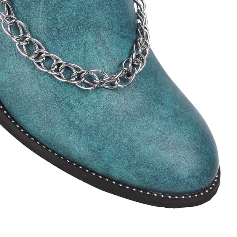 Женские ботильоны с заклепками на толстом каблуке Размеры 33-48 | Обувь