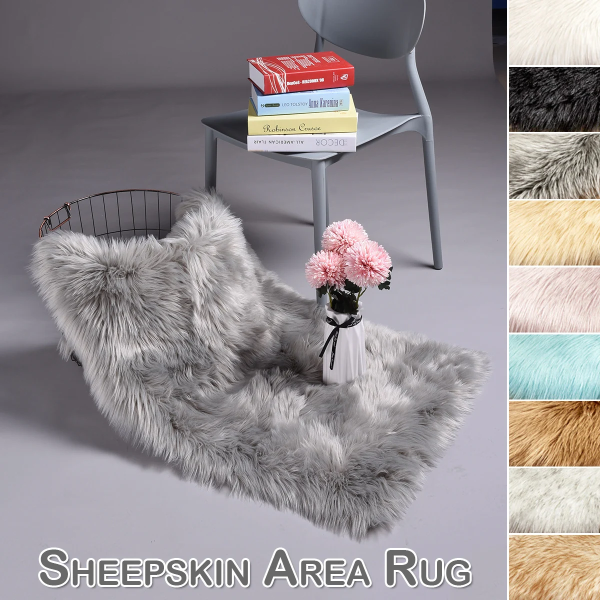 Моющиеся прямоугольные мягкие ковры 6 см длинные блестящие меховые овчины