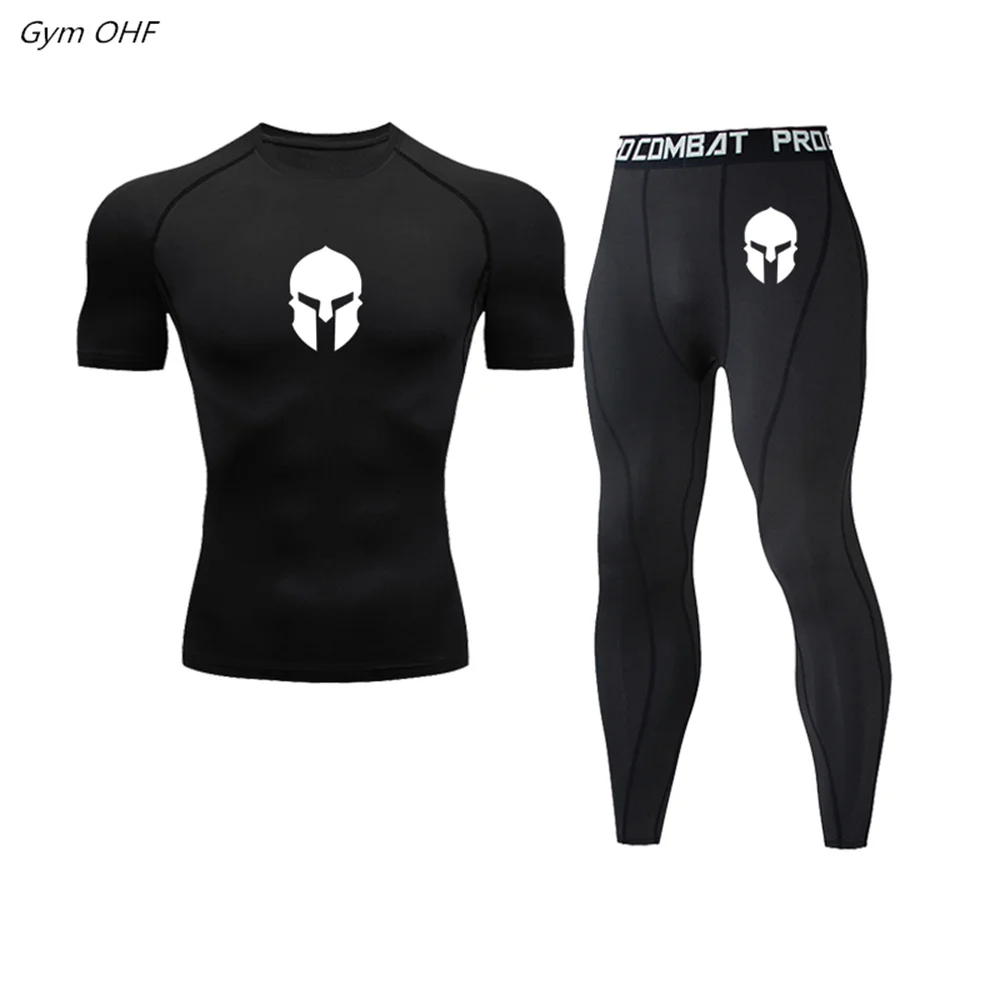 Gym Fitness Men Tracksuits Running Set Jiu Jitsu BJJ MMA Rashguard Mens Boxing Jerseys Quick Dry Joggers Training T Shirts Men