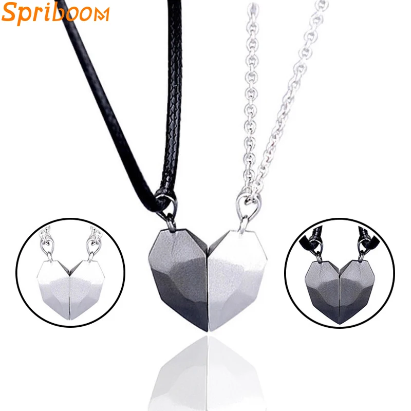 

Heart Magnet Couple Necklaces for Women Men Friendship Necklace Geometric Statement Pendant Choker Valentine's Day Jewelry Gifts