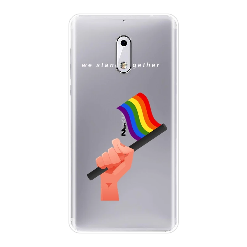 ТПУ LGBT гей сердце любовь лесбиянок Радуга Прайд задняя крышка для Nokia 1 2 3 5 6 8