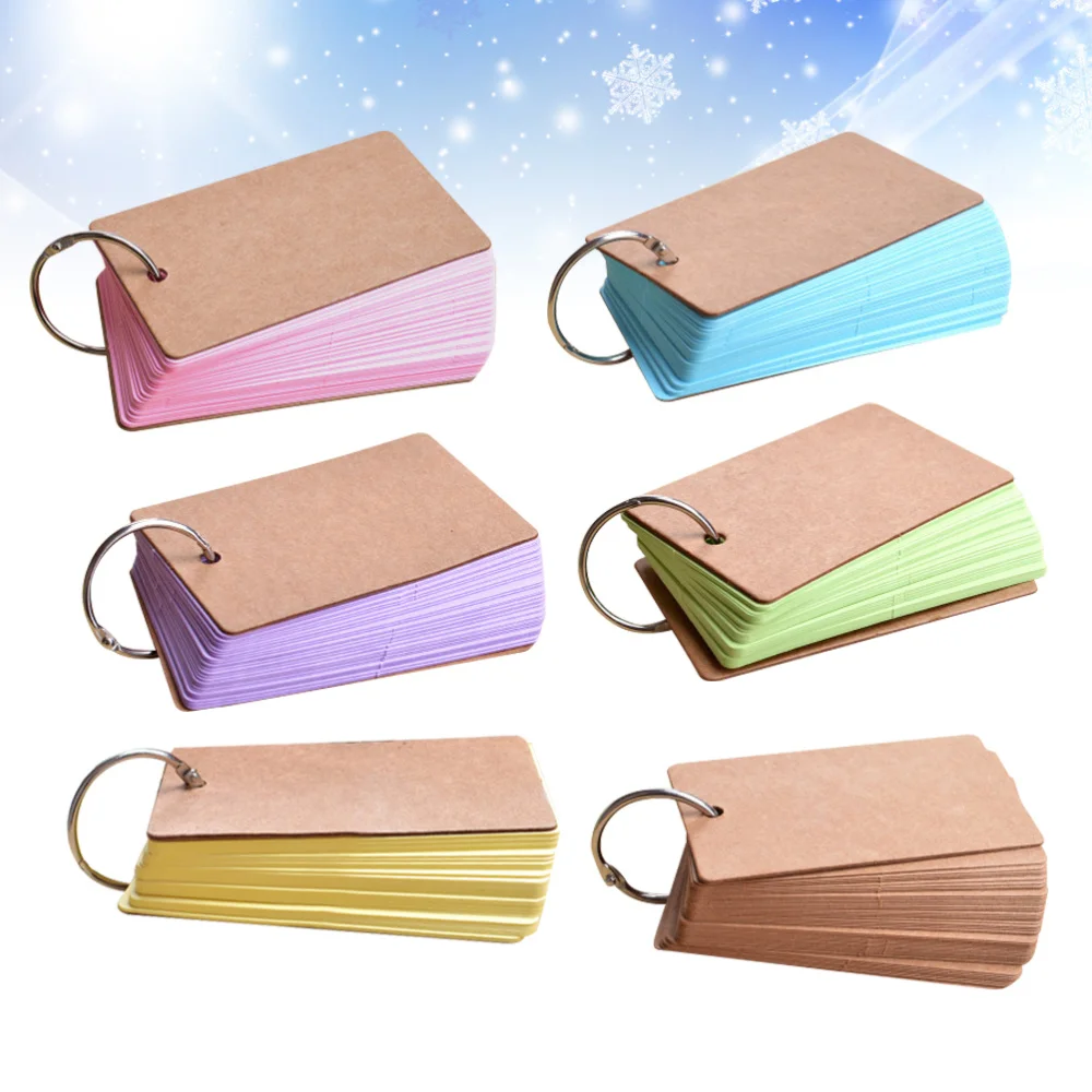 

6pcs Kraft Paper Binder Ring Easy Flash Cards Memo Scratch Notes Pads for School Office Staionery Supplies