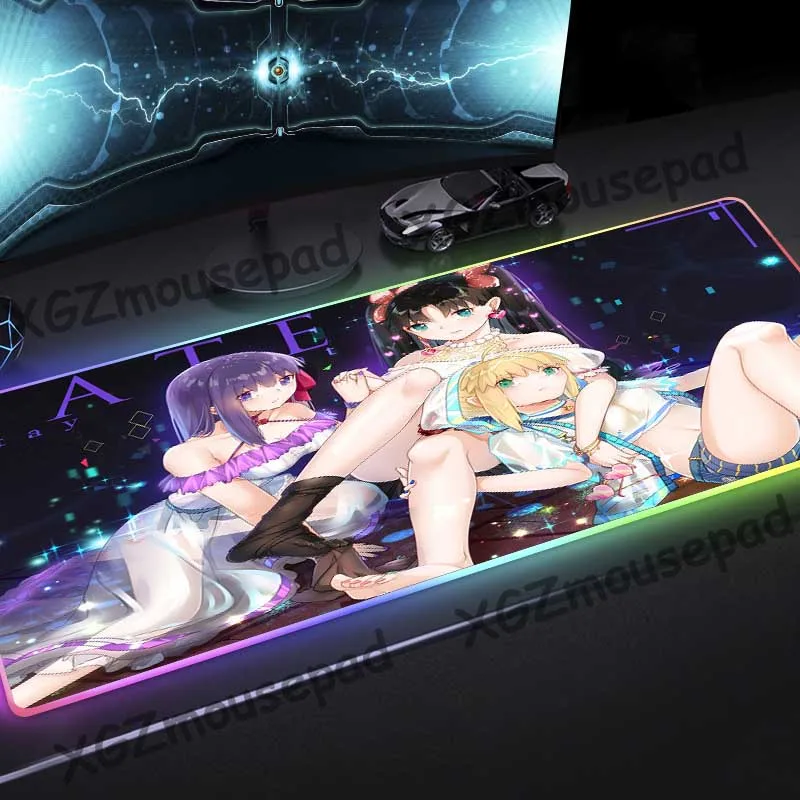 XGZ популярные аниме Fate пользовательские большой RGB коврик для мыши черный замок