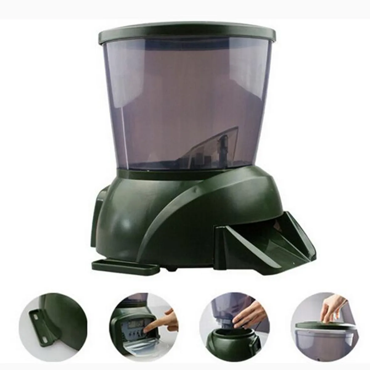 

4.25L Automatic Fish Feeder Food Hopper Pond Fish Tank Aquarium ABS Feeder Detachable Free-standing Base LCD Digital Display