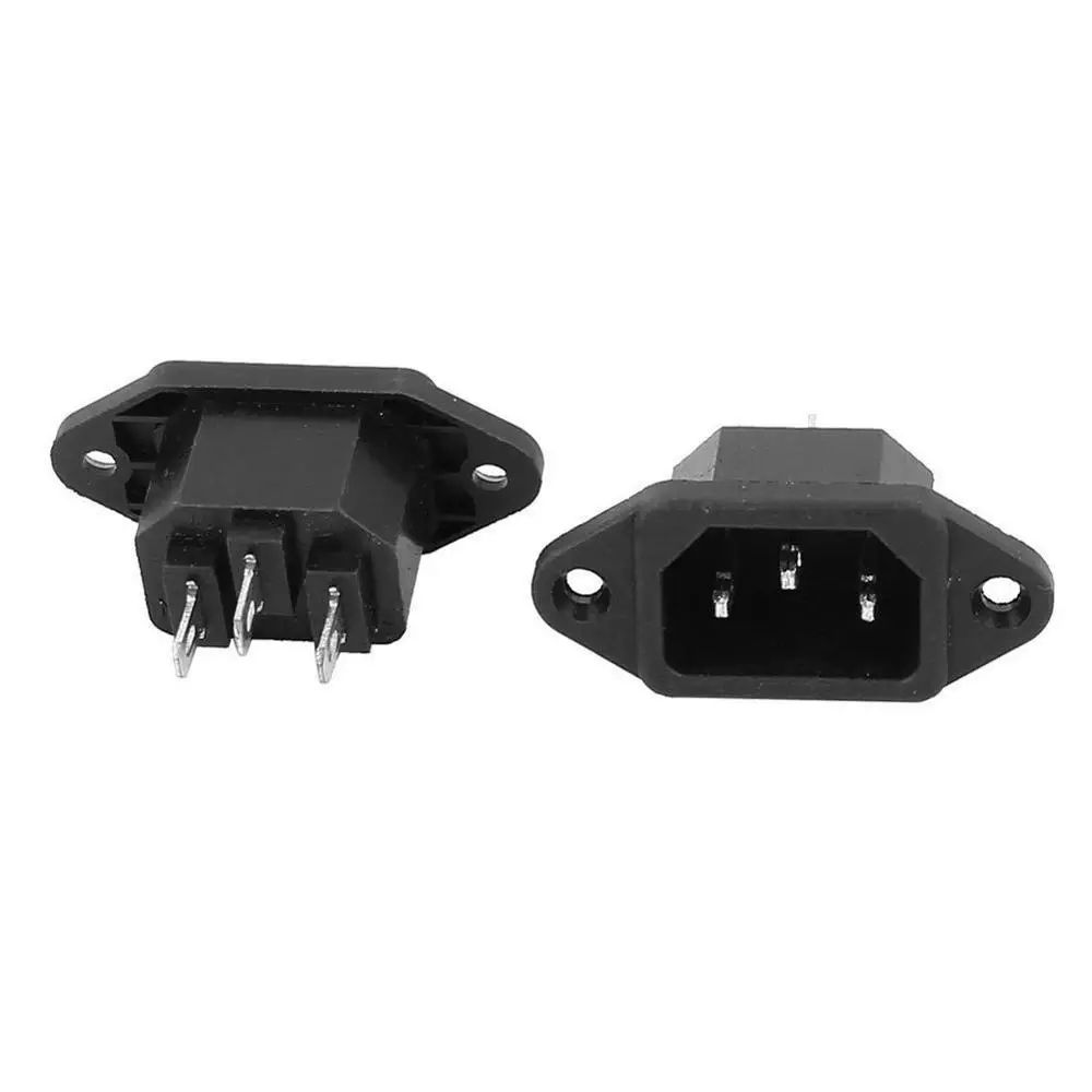 

AC 250V 10A C14 Mount Male Plug 3 Pins Panel Socket V9M9 Inlet Conn H2T8 Fixed-hole ear socket F7Q8 with V5T9