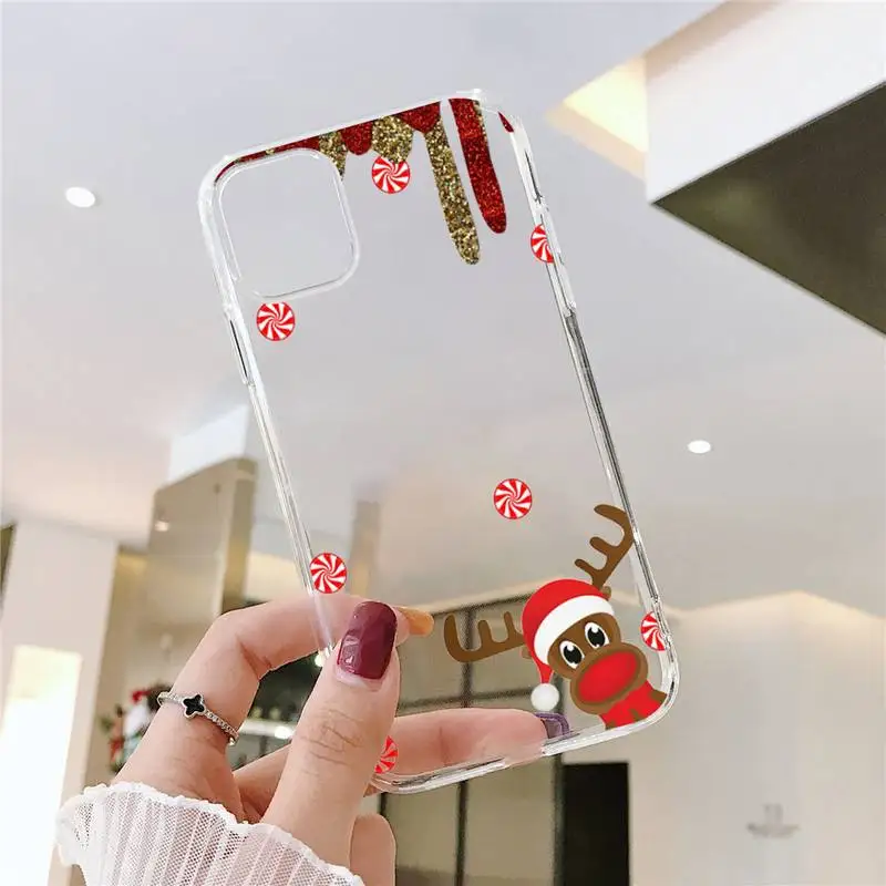 merry christmas elk happy new year phone case for iphone 13 12 11 8 7 plus mini x xs xr pro max transparent soft free global shipping
