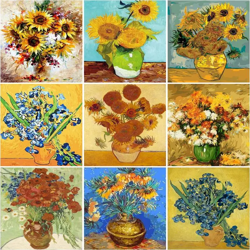 

Gatyztory 40x50cm Painting By Number Canvas Kits Home Bedroom Wall Artwork DIY Coloring By Numbers Sunflower Handmade Gift