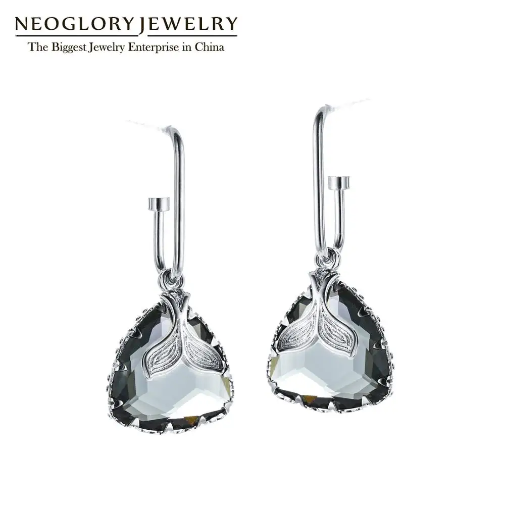 Серьги NEOGLORY с кристаллами геометрической формы в виде рыбьего хвоста для женщин