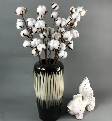 

HOT SALES!!! 1Pc 10 Bolls/Stem Non-fading Dried Fake Cotton Flower Artificial Plant Floral Branch Stage Wedding Home Decor