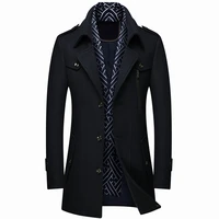 autumn winter wool men coats turn down collar male fashion wool blend jackets outerwear smart casual trench
