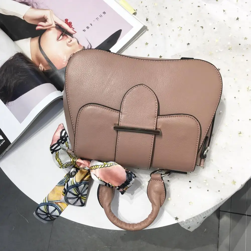 

free shipping 2020 the new style simple vingate genuine cow leather women handbag one shoulder bag crossbody bag 21cm 5color