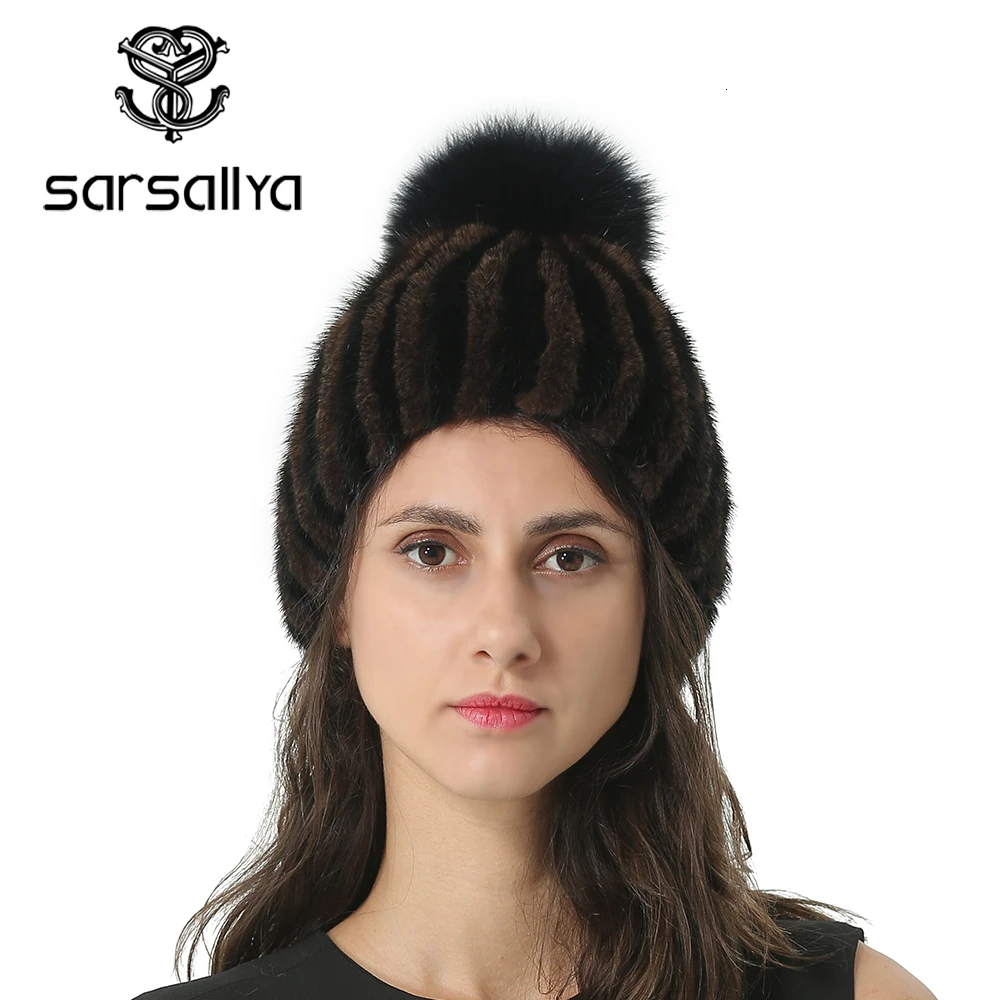 Зимняя Шапка Женская Норка Вязаная Женские Шапки Из Вязаной Норки Зимние Шапочки
