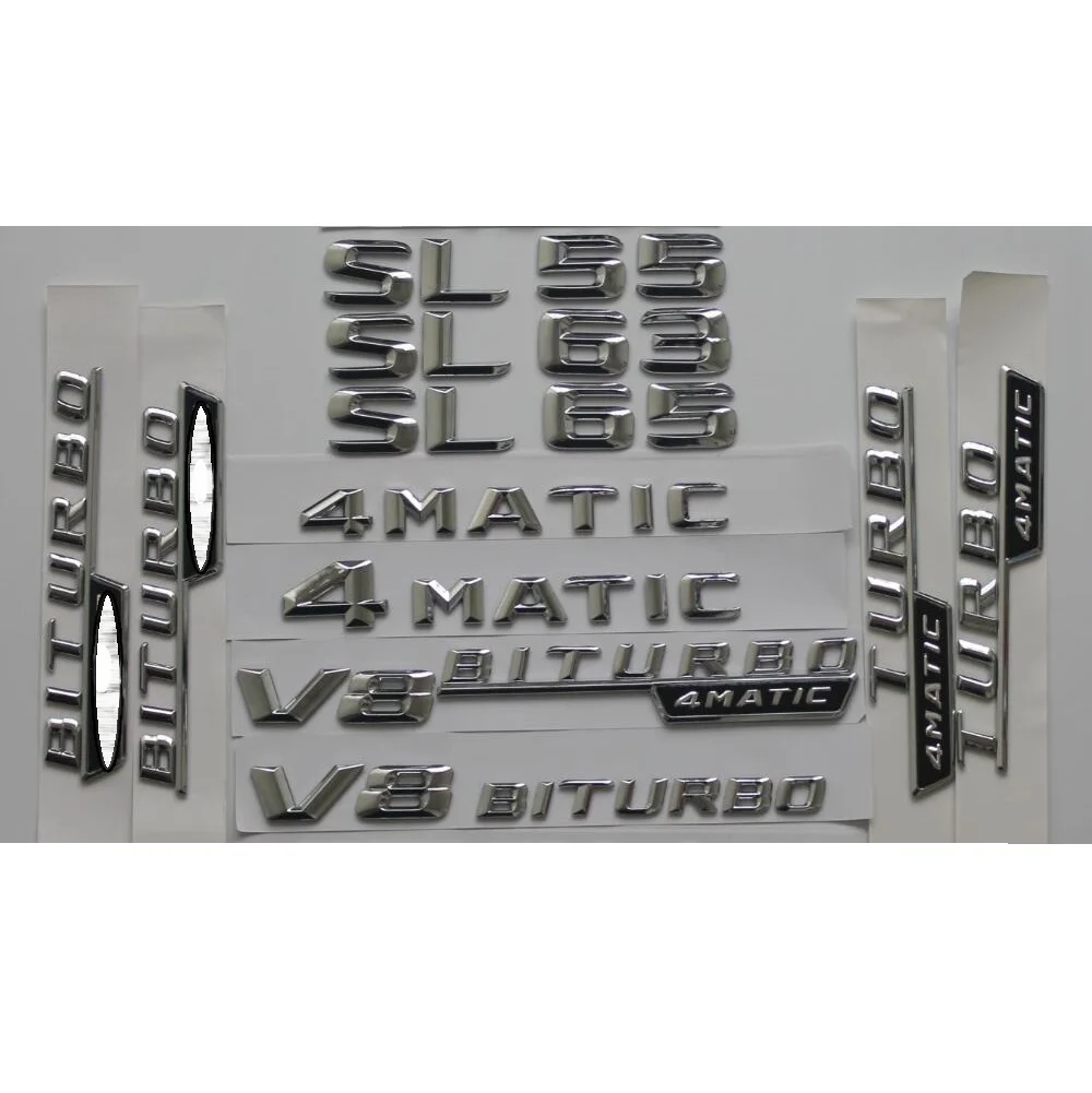 

Chrome Shiny Silver Car Trunk Rear Number Letters Words Badge Emblem Emblems Sticker for Mercedes Benz SL55 SL63 SL65 AMG 4MATIC