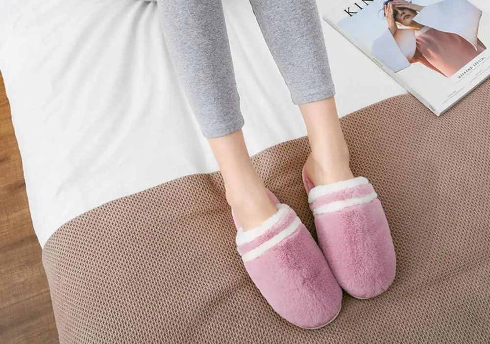 Новинка тапочки из хлопка для влюбленных женская зимняя домашняя обувь
