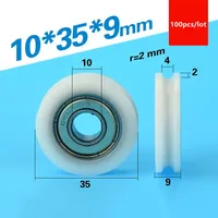 100pcs U groove Plastic coated bearing 6000ZZ 10*35*9mm POM roller track guide wheel nylon Wire rope pulley sheave diameter 35mm