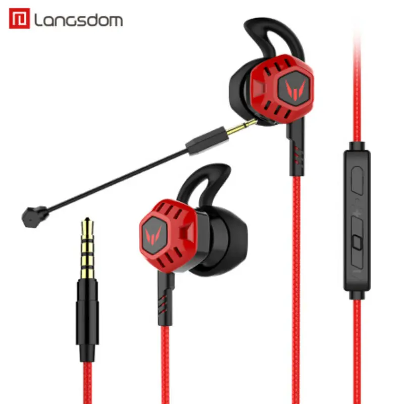 Langsdom HIFI геймерские наушники-вкладыши G100X портативные стерео наушники с супер басами G100 игровая гарнитура с микрофоном для музыки PS4 - Цвет: Red