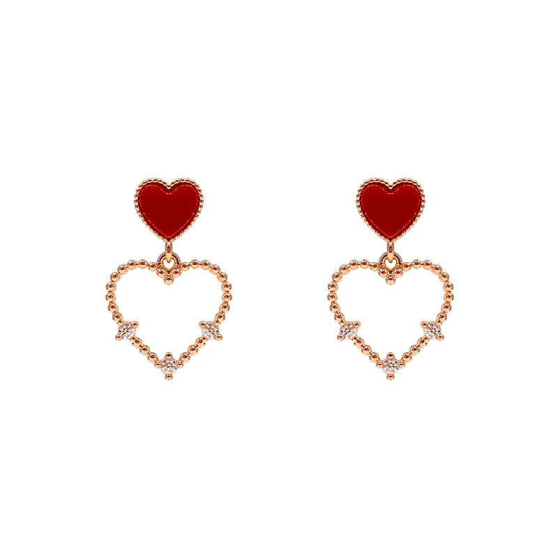 

Earrings 2020 Trend Red Hollow Love Kawaii Earrings Fashion Female Jewelry Earrings Sexy European Style Simple Ladie Earrings