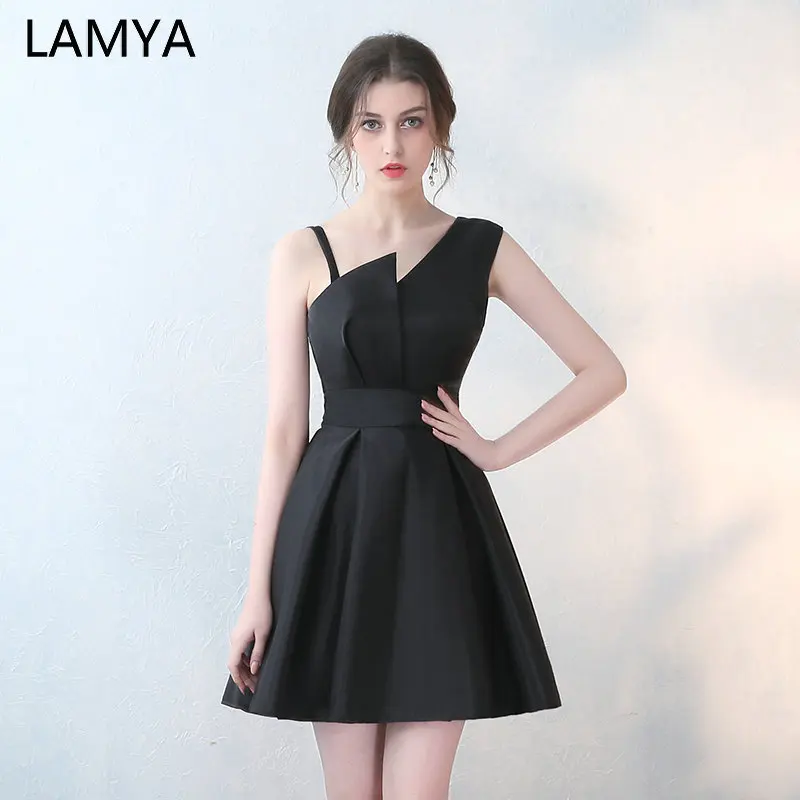 Lamya Платья для особых случаев 5 цветов Короткие атласные трапециевидные платья