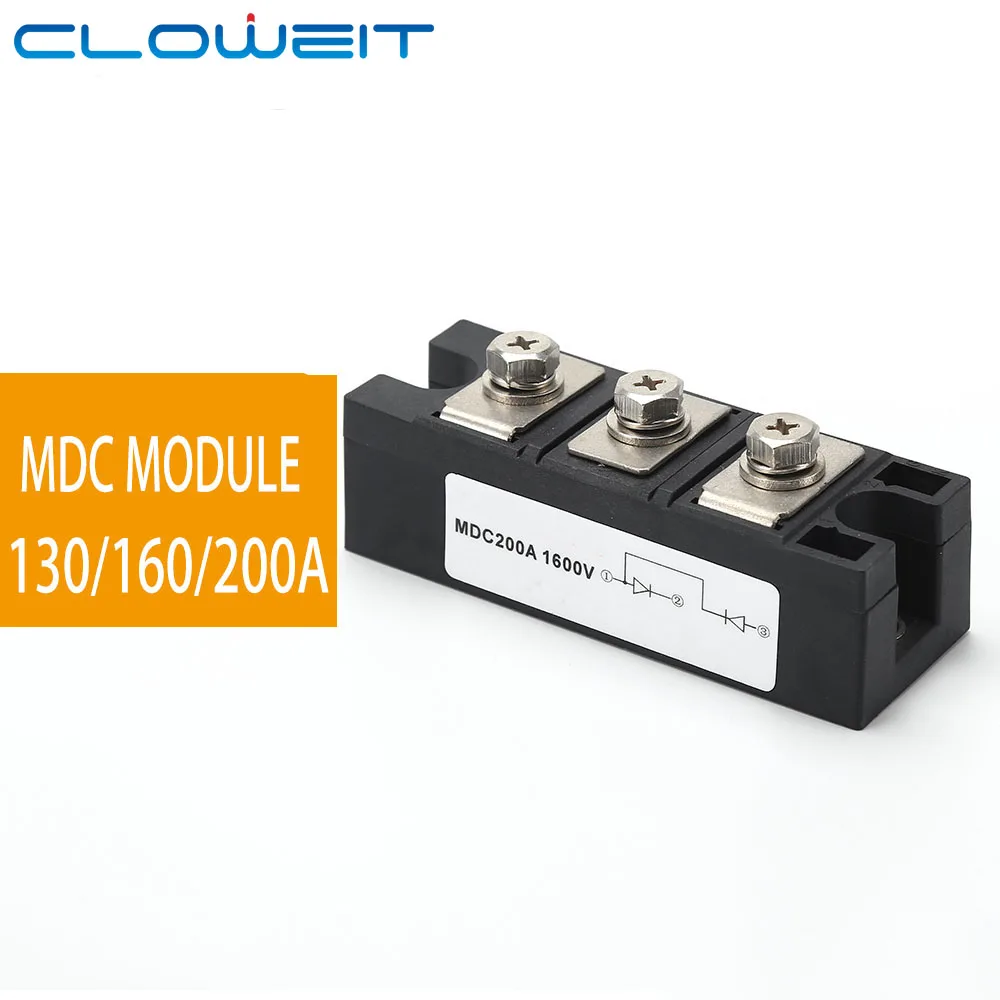 Cloweit диодный выпрямительный модуль MDC 130A 160A 200A 1600VDC мостовое силовое