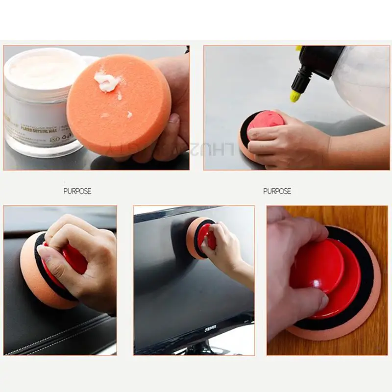 

6Pcs Car Wash Wax Sponge Polish Pad Polishing Cleaning Applicator Pad Handle