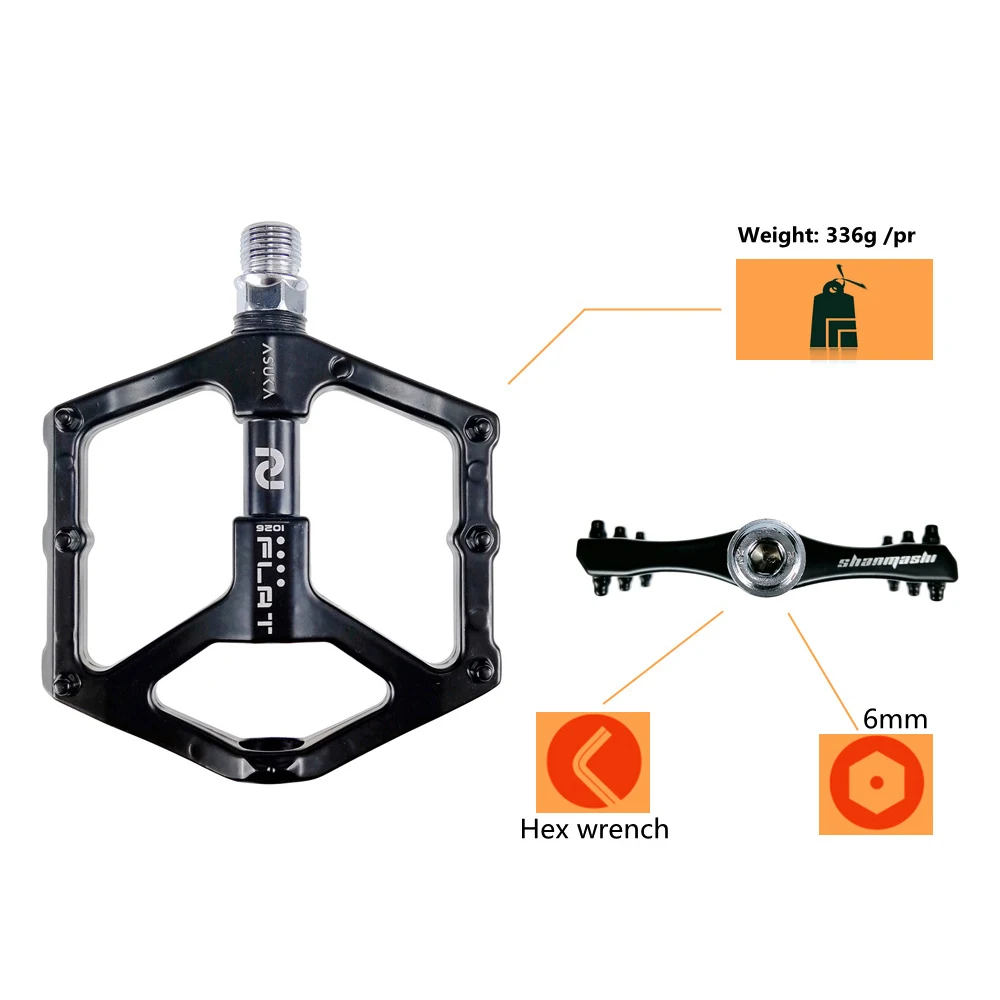 Ultra-light Bicycle Pedals Aluminum Alloy Black Mountain Bike Flat Big Foot Road Mtb Accseeorios Part | Спорт и развлечения