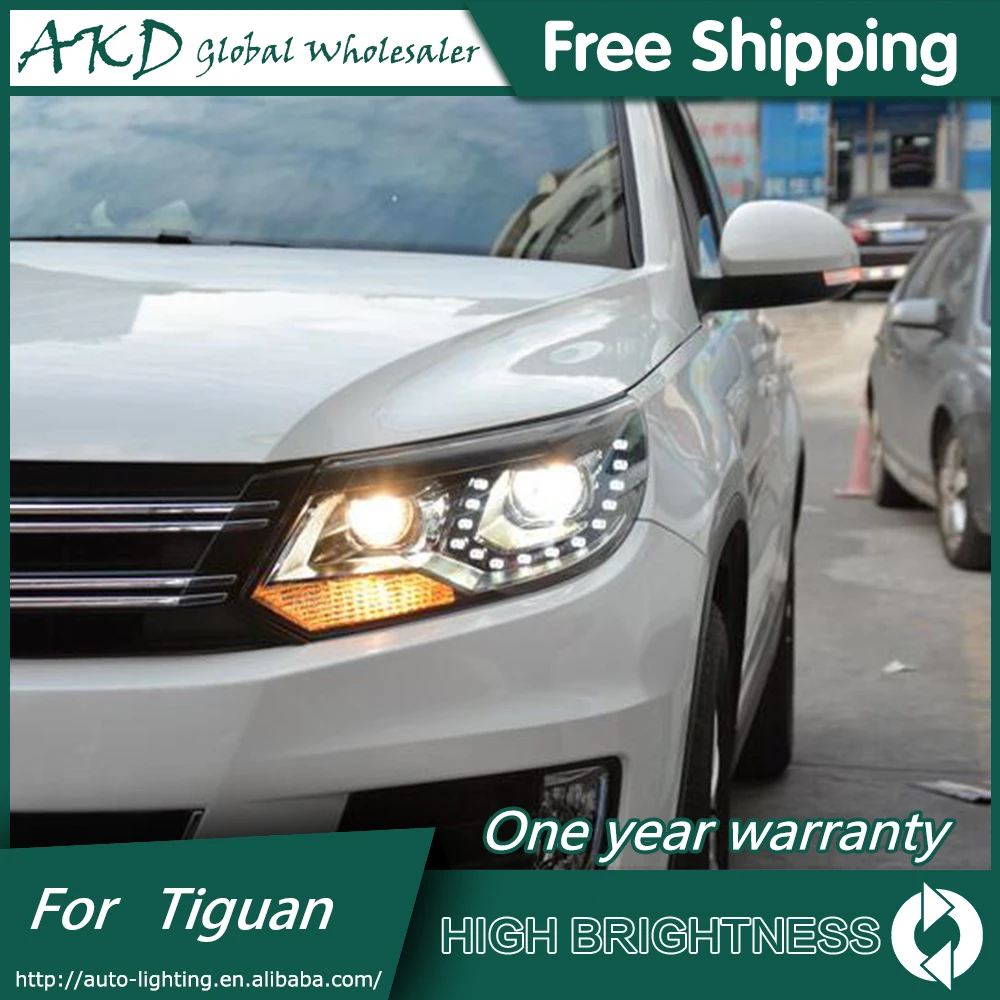 AKD автомобильный Стайлинг для VW Tiguan фары 2013- Tiguan светодиодный налобный фонарь светодиодный DRL Биксеноновые линзы фары дальнего ближнего света для парковки