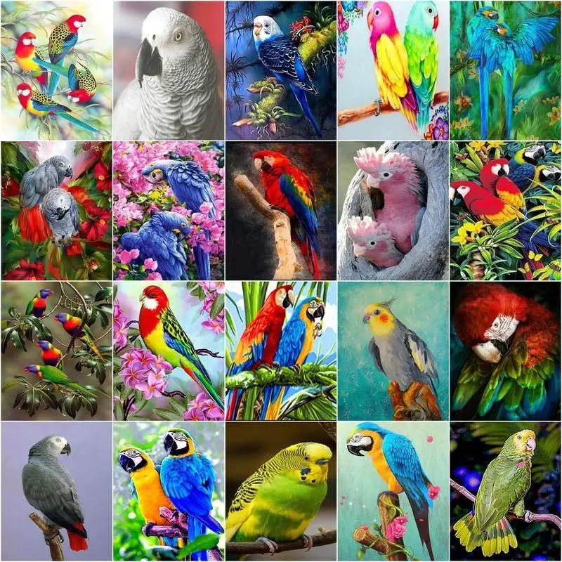 

CHENISTORY DIY 5D Full Drill Diamond Painting Animal Parrot Cross Stitch Home Decor Embroidery Mosaic Art Picture Of Rhinestones