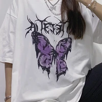 womens t shirt 2021 summer butterfly print short sleeve female t shirt harajuku vintage shirt casual ladies tee tops clothes