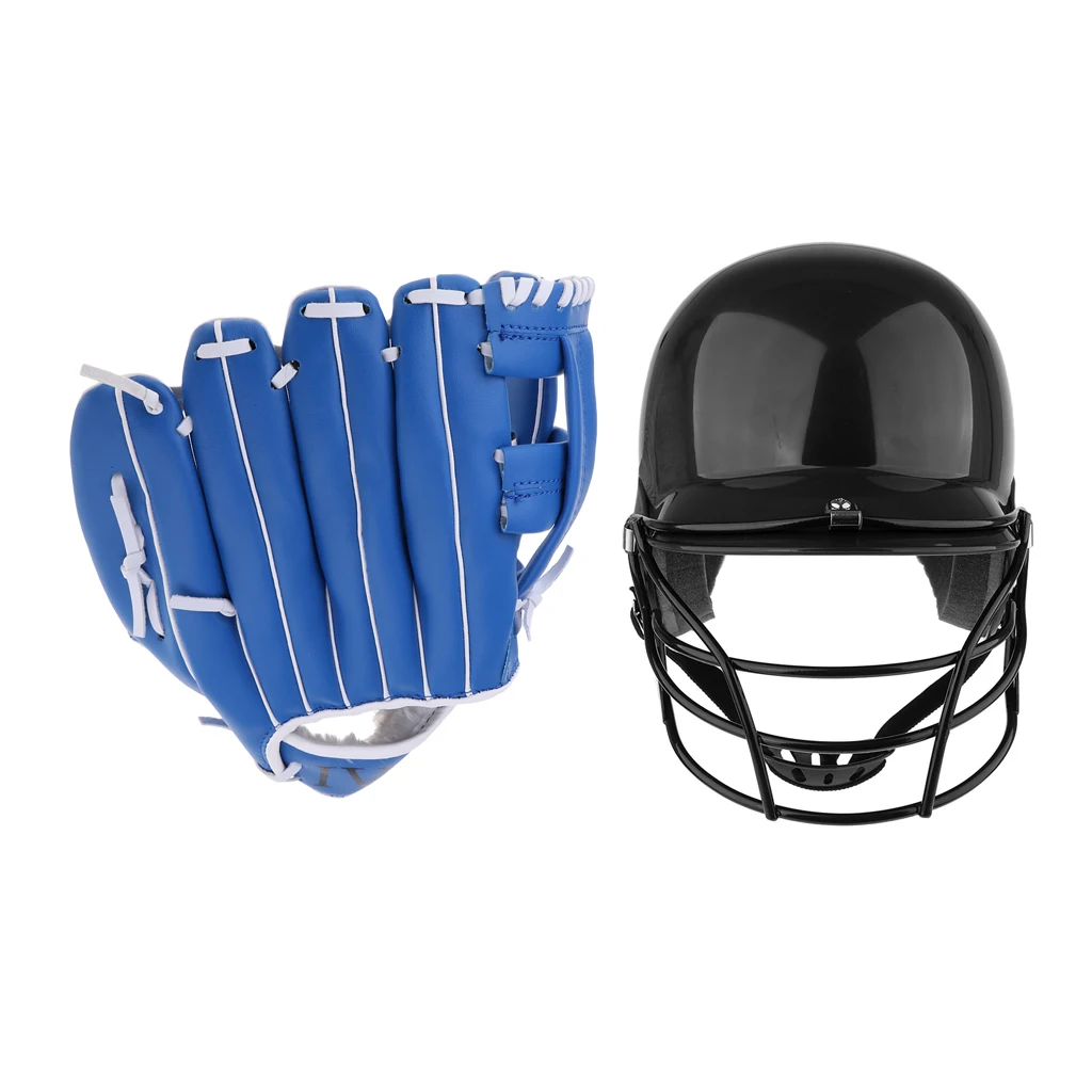 1 комплект черный бейсбольный шлем Софтбол компактная маска и синий мяч