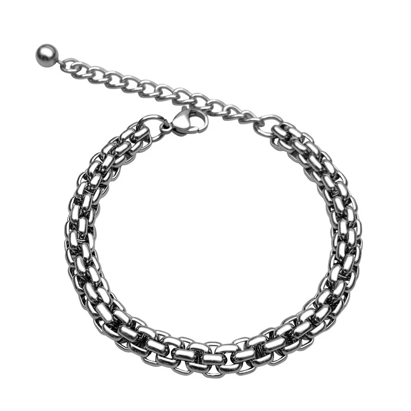 

7mm Curb Cuban Bracelet Stainless Steel Men's Punk Cable Box Link Chain Jewelry Bangle Rock Accessory for Women Bracelets