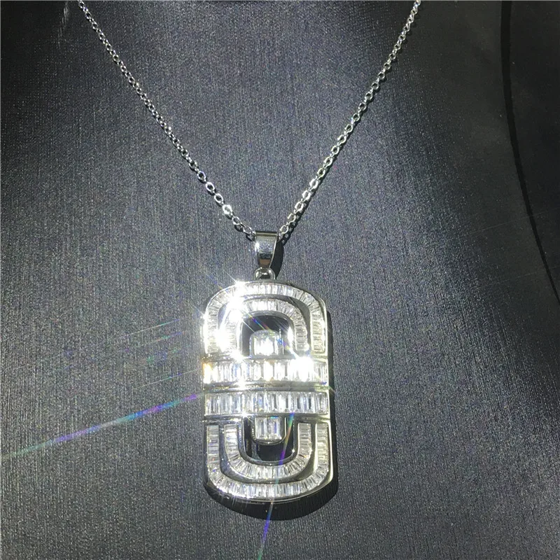 Vecalon Vintage Court pendant 925 Sterling silver 5A Cz Stone Chain Cross Pendant necklace for Women Men Party Wedding Jewelry | Украшения