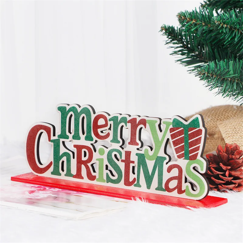 

Christmas Decoration Wooden Color Printing Ornaments Christmas Elk Wreath Creative Desktop Ornaments