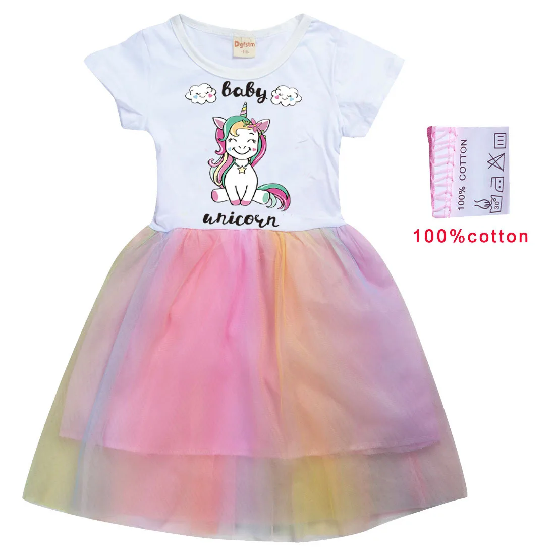 Детское платье с единорогом радужные свадебные костюмы для девочек платья