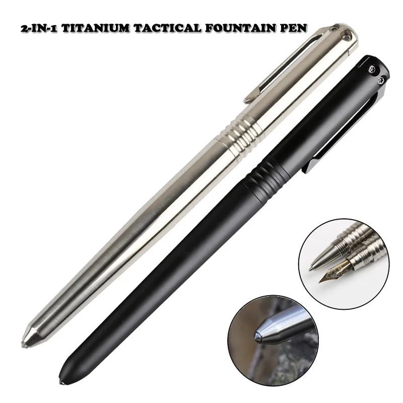 Новая титановая тактическая ручка 2 в 1 авторучка с чернилами для самозащиты