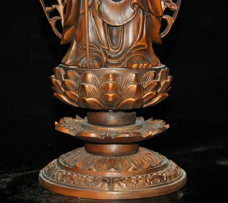 Свадебное украшение Тибетский буддизм Boxwood Jizo Ksitigarbha Bodhisattva Тан статуя монаха