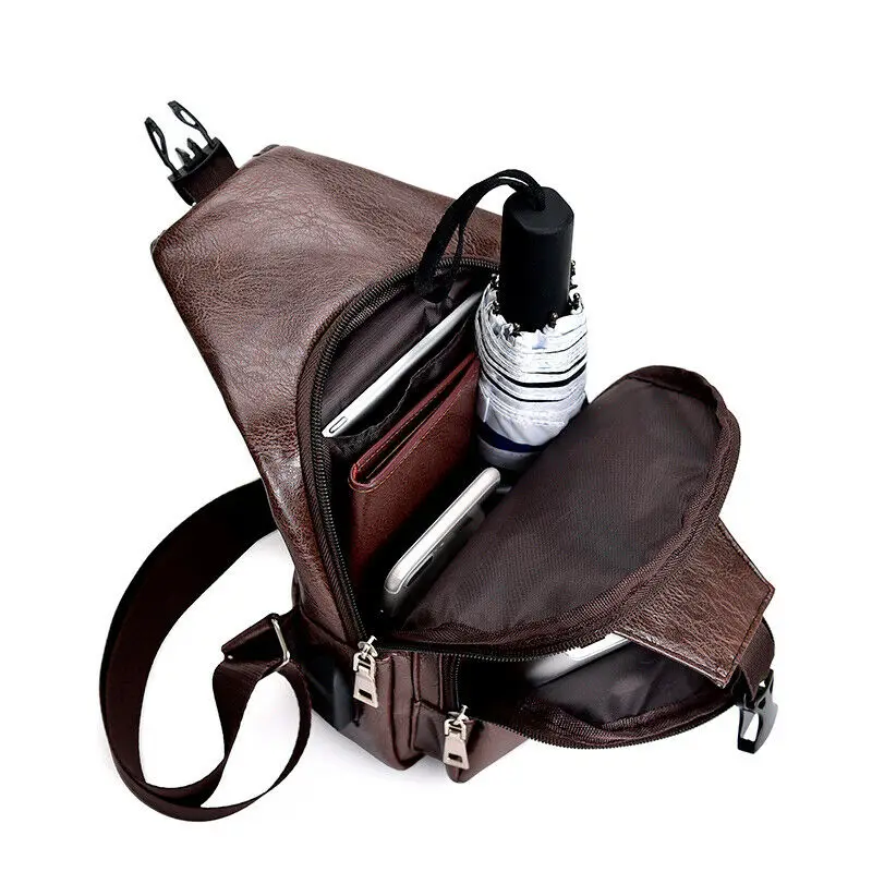 Мужская винтажная нагрудная сумка из коровьей кожи в английском стиле дорожная