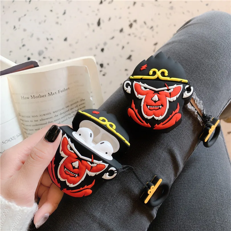 Милый силиконовый чехол для наушников с 3D рисунком Wukong для Apple New AirPods 1/2, беспроводная bluetooth-гарнитура
