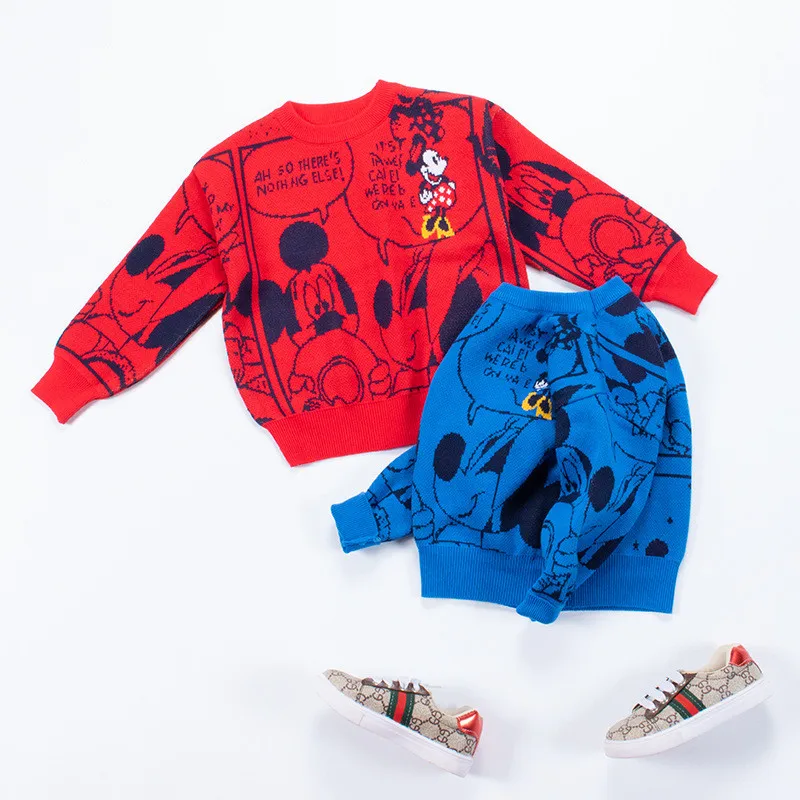 

Disney Mickey Minnie Children Sweater Winter Autumn Girls Boys Pullover Tops Thicken Sweatshirt Keep Warm Clothing For Kids
