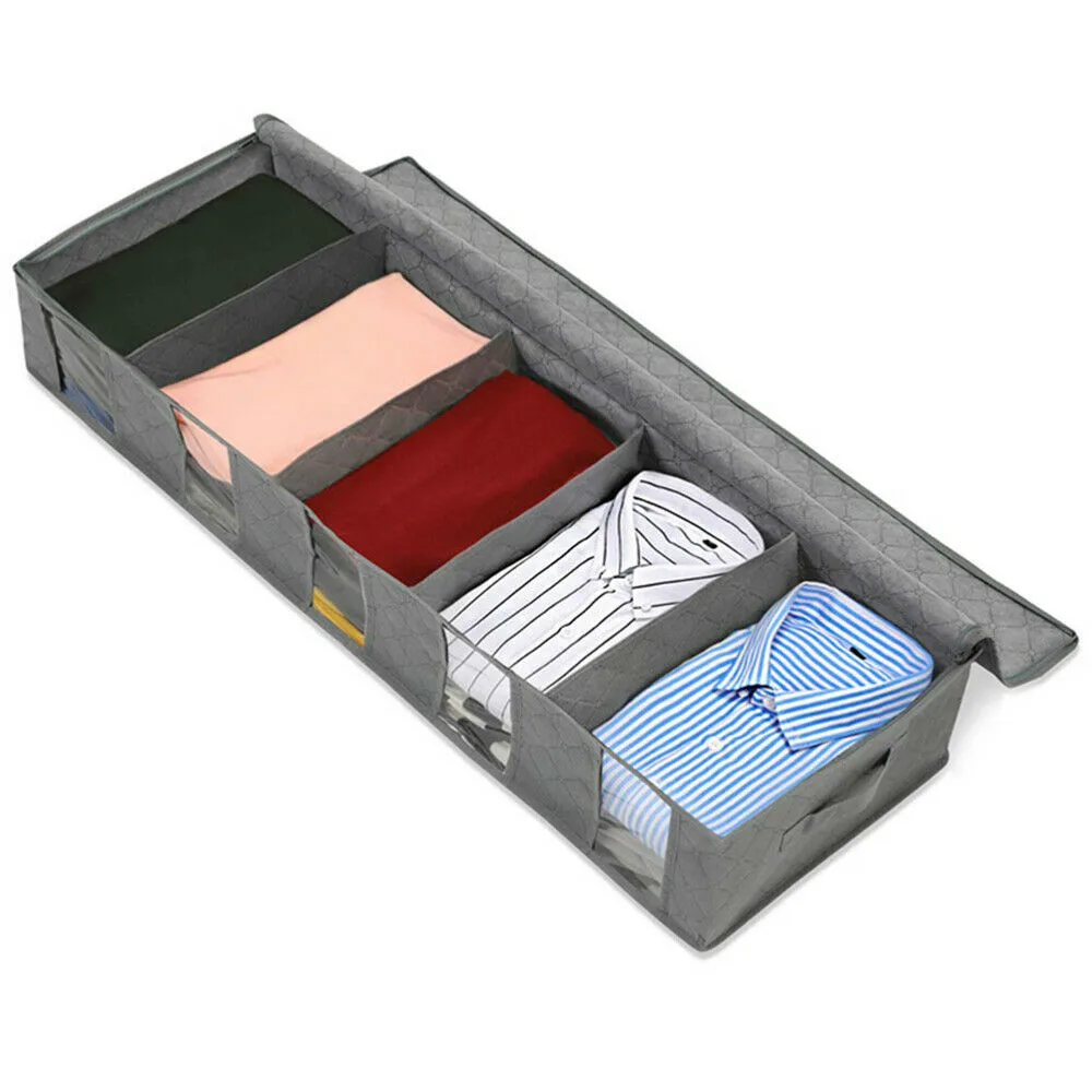 

New Non-woven Under Bed Storage Bag Quilt Blanket Clothes Storage Bin Box Divider Folding Closet Organizer Clothing Container