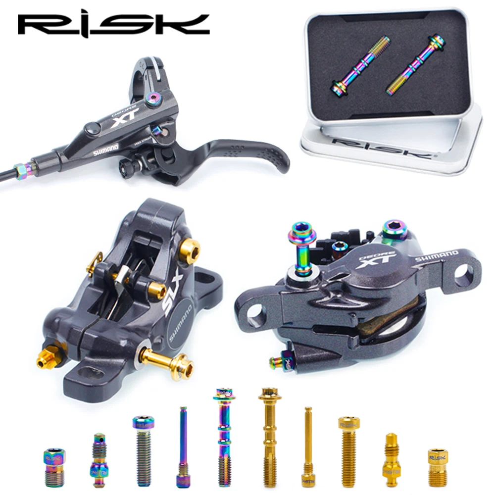 

RISK Titanium Bicycle Oil Disc Brake Clamp Bolts Ultralight MTB Bike Caliper Bolt for SHIMANO Oil Disc All series Oil Tube Screw